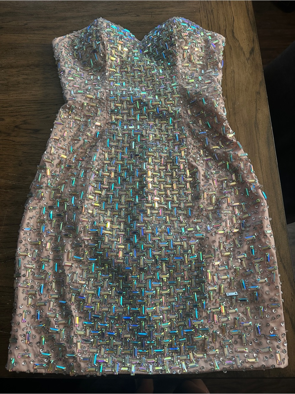 Strapless Nude Terani Couture Sequin Party Dress 0 Homecoming